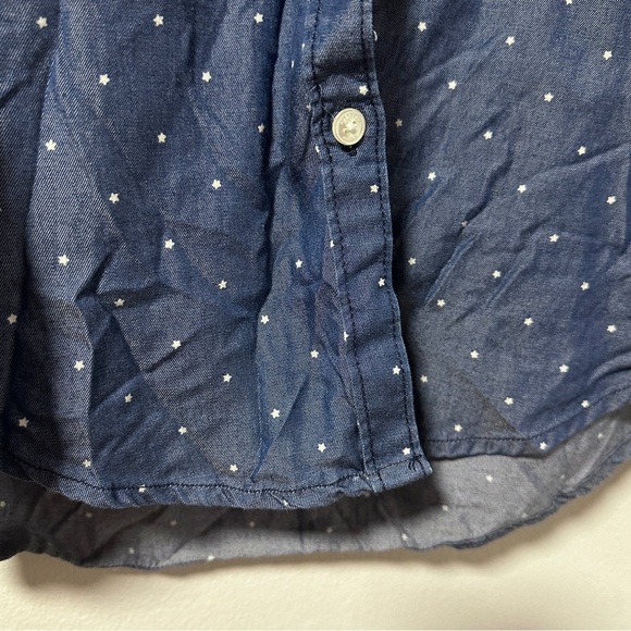 American Eagle Blue Lyocell Star Print Button Up Shirt Women’s Size Large Top - Picture 9 of 10